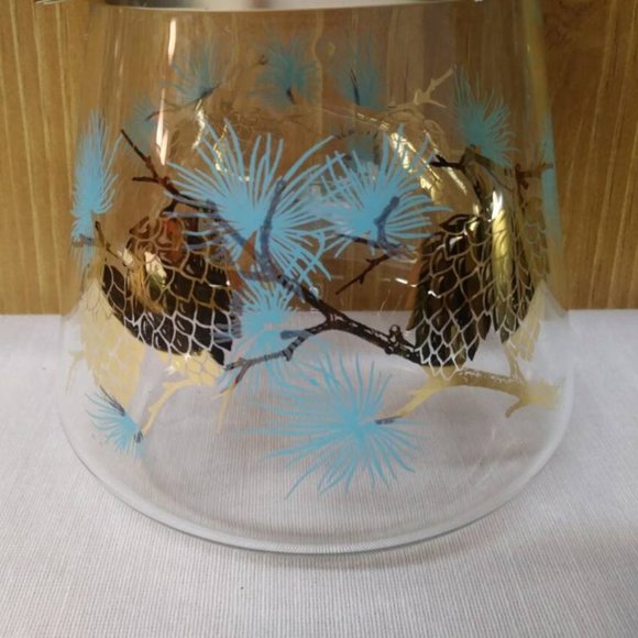 Libbey Percolator Pinecone by David Douglas, Aqua and Gold Libbey Coffee Pot - Picture 5 of 7
